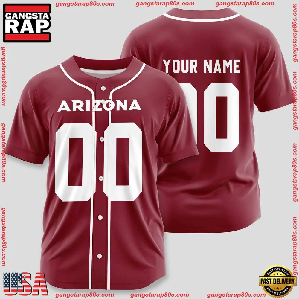 NFL Custom Name Number Arizona Cardinals Team Baseball Jersey Shirt