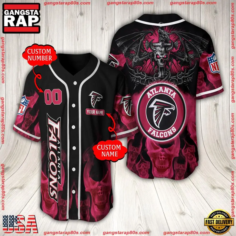 NFL Custom Name Number Atlanta Falcons Baseball Jersey
