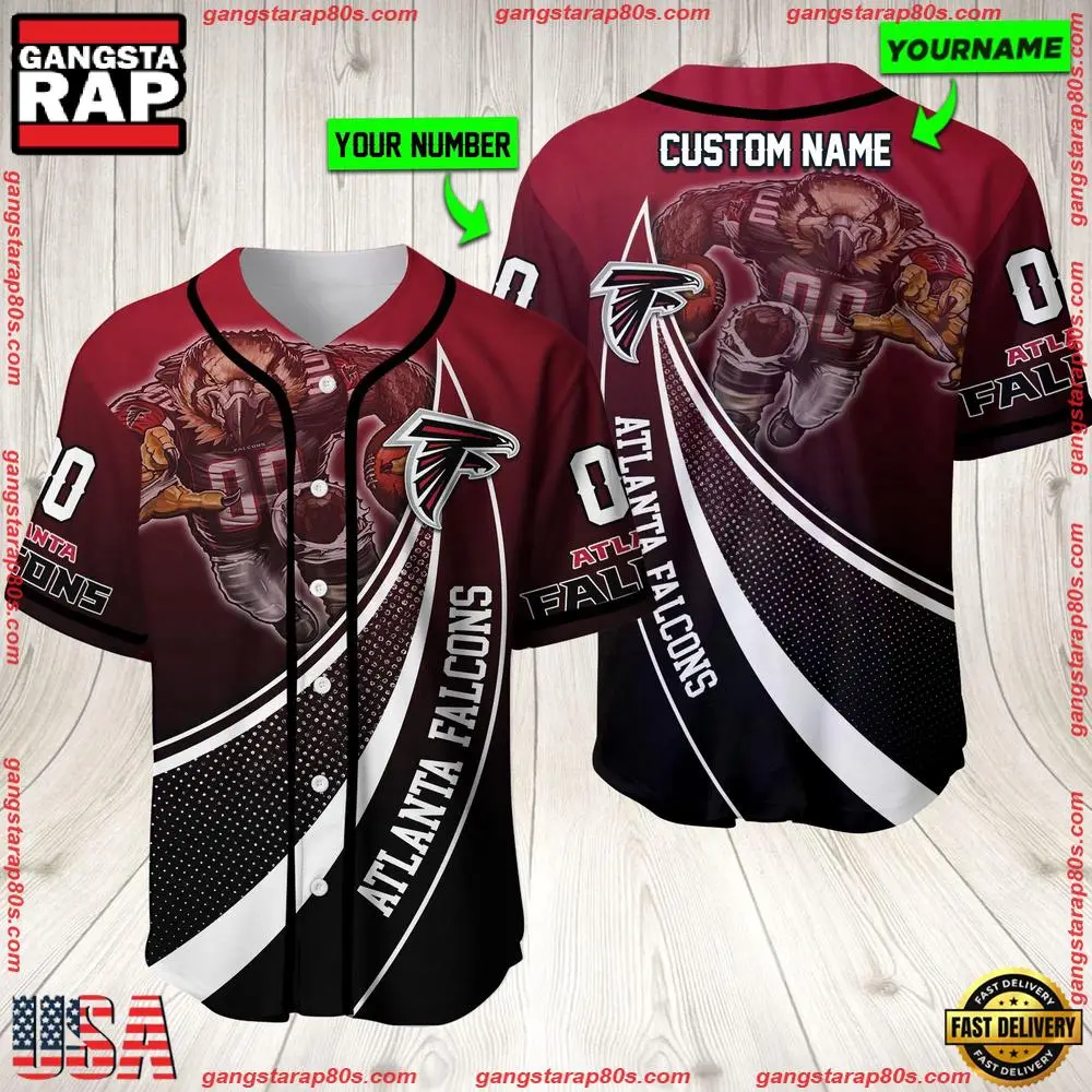 NFL Custom Name Number Atlanta Falcons Mascot Football Baseball Jersey Shirt