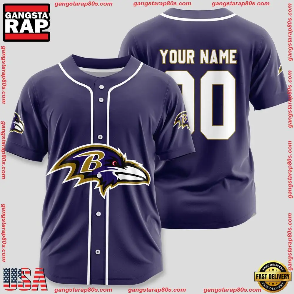 NFL Custom Name Number Baltimore Ravens Sport Baseball Jersey Shirt