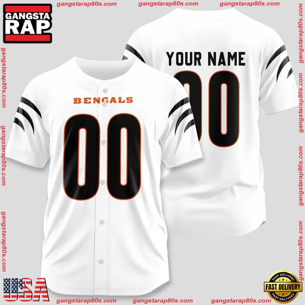 NFL Custom Name Number Cincinnati Bengals Design Baseball Jersey Shirts