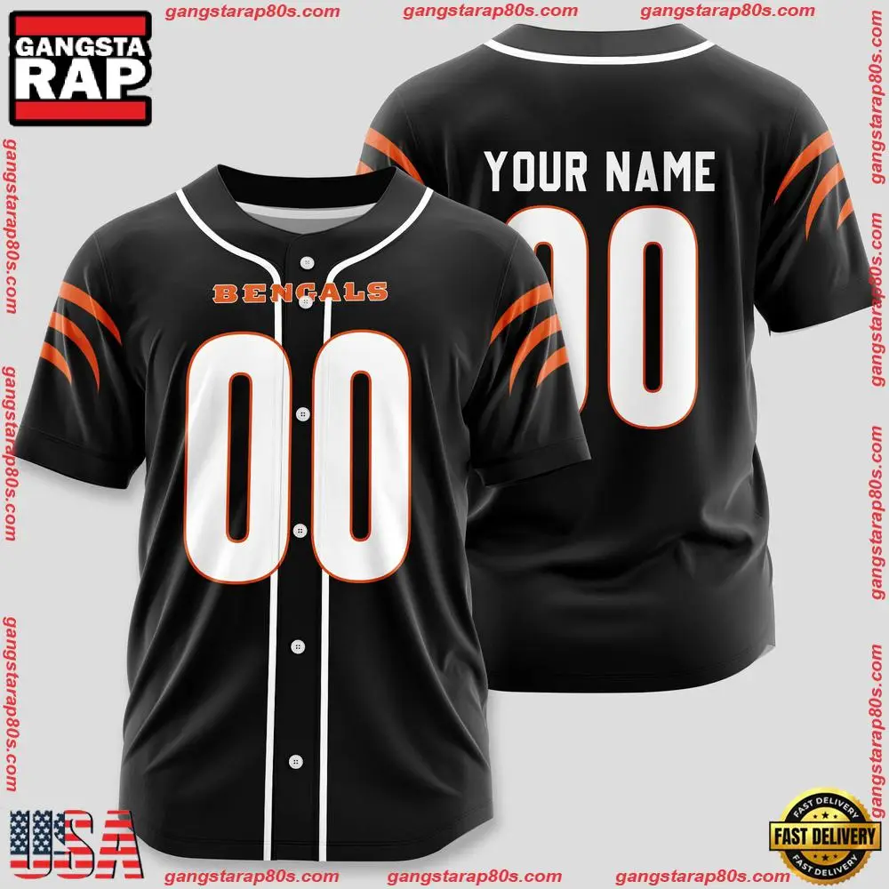 NFL Custom Name Number Cincinnati Bengals Designs Baseball Jersey Shirt