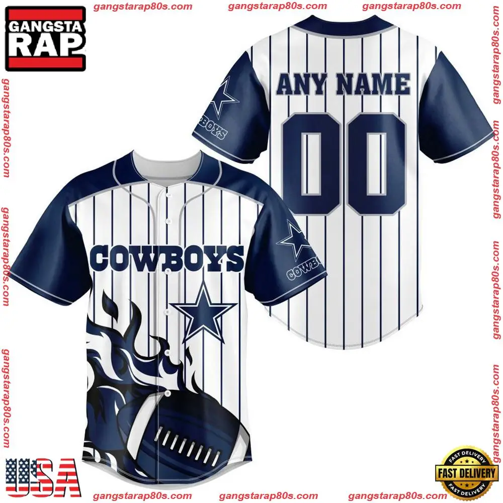 NFL Custom Name Number Dallas Cowboys Baseball Jersey Shirt