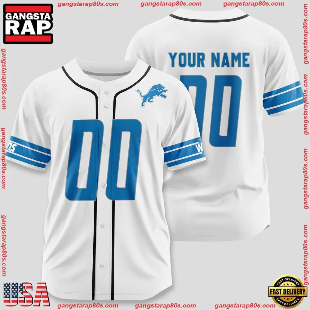 NFL Custom Name Number Detroit Lions Designs Baseball Jersey Shirt