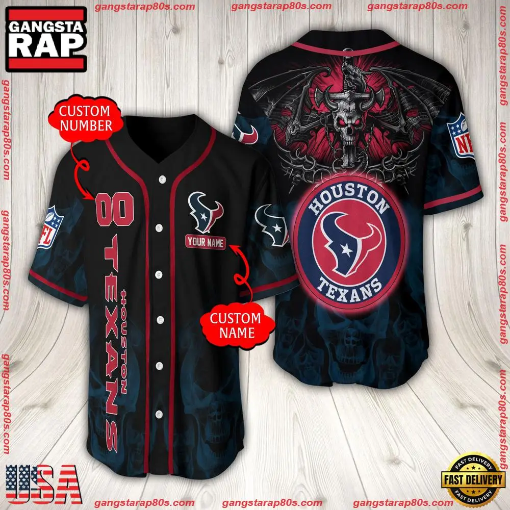 NFL Custom Name Number Houston Texans Baseball Jersey