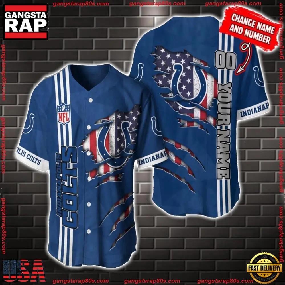 NFL Custom Name Number Indianapolis Colts America Flag New Design Baseball Jersey Shirt Gift For Fans