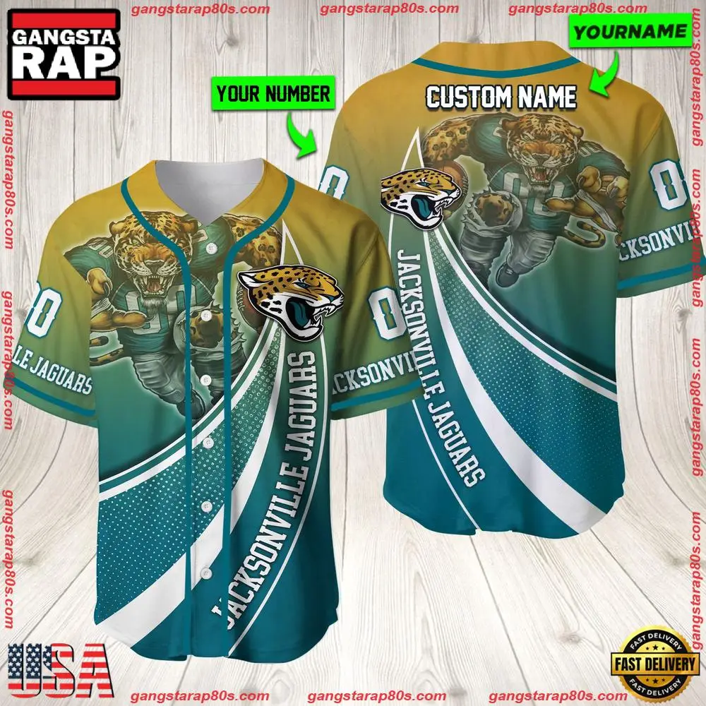 NFL Custom Name Number Jacksonville Jaguars Mascot Football Baseball Jersey Shirt
