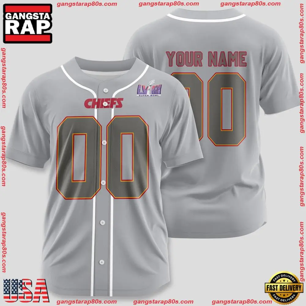 NFL Custom Name Number Kansas City Chiefs Design Baseball Jersey Shirt
