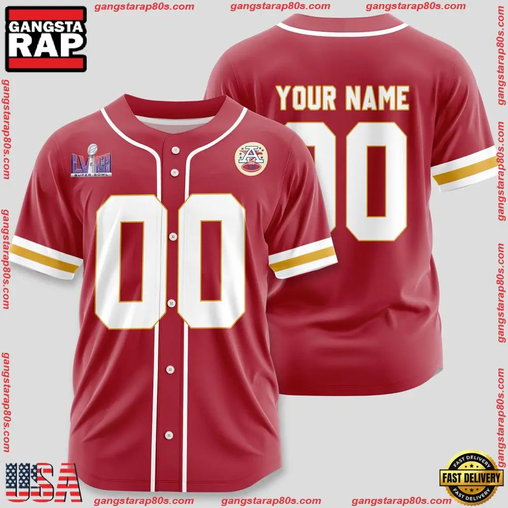 NFL Custom Name Number Kansas City Chiefs Team Baseball Jersey Shirt