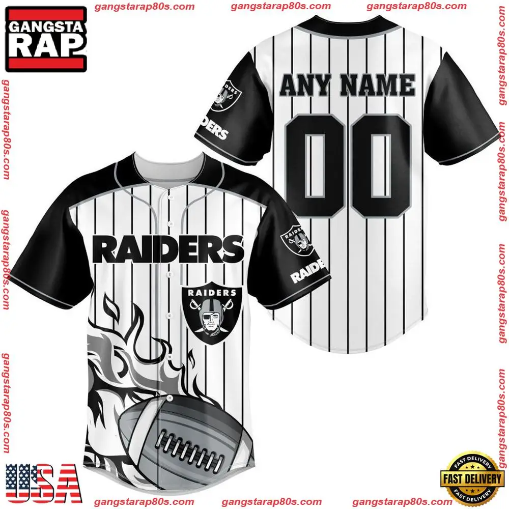 NFL Custom Name Number Las Vegas Raiders Baseball Jersey Shirt