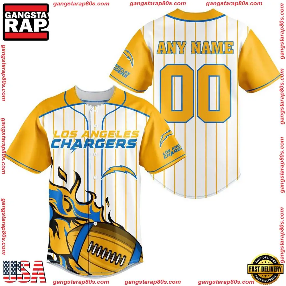 NFL Custom Name Number Los Angeles Chargers Baseball Jersey Shirt