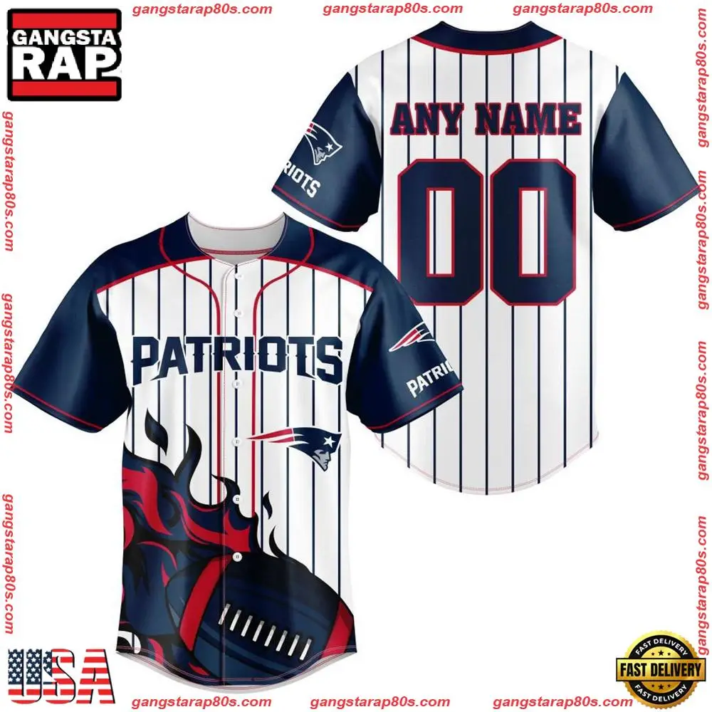 NFL Custom Name Number New England Patriots Baseball Jersey Shirt