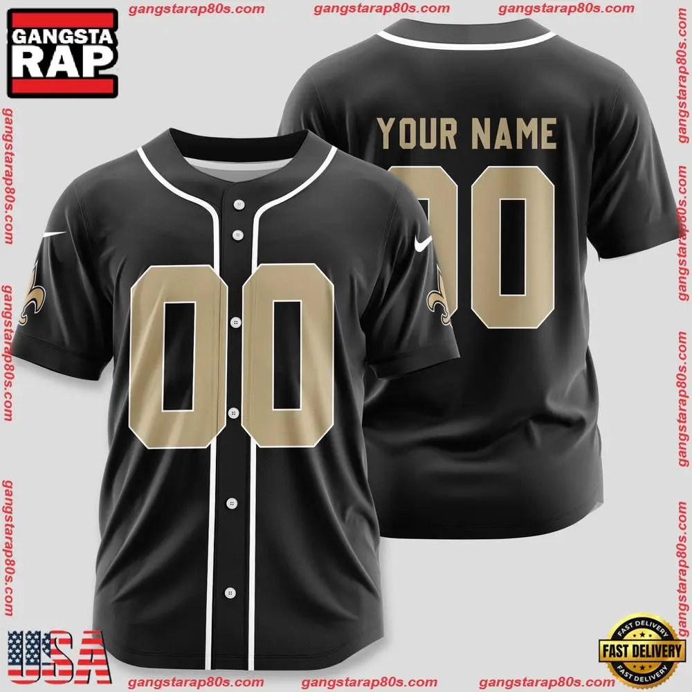 NFL Custom Name Number New Orleans Saints Design Baseball Jersey Shirt