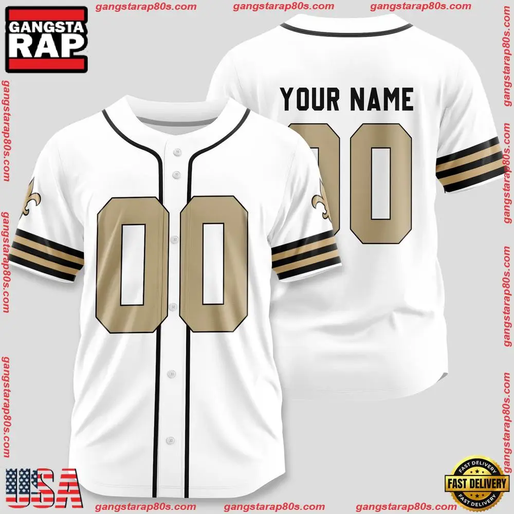 NFL Custom Name Number New Orleans Saints Team Baseball Jersey Shirt