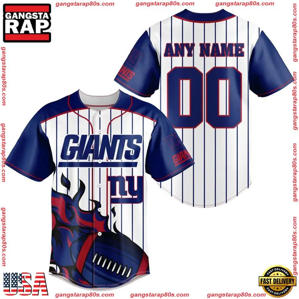 NFL Custom Name Number New York Giants Baseball Jersey Shirt