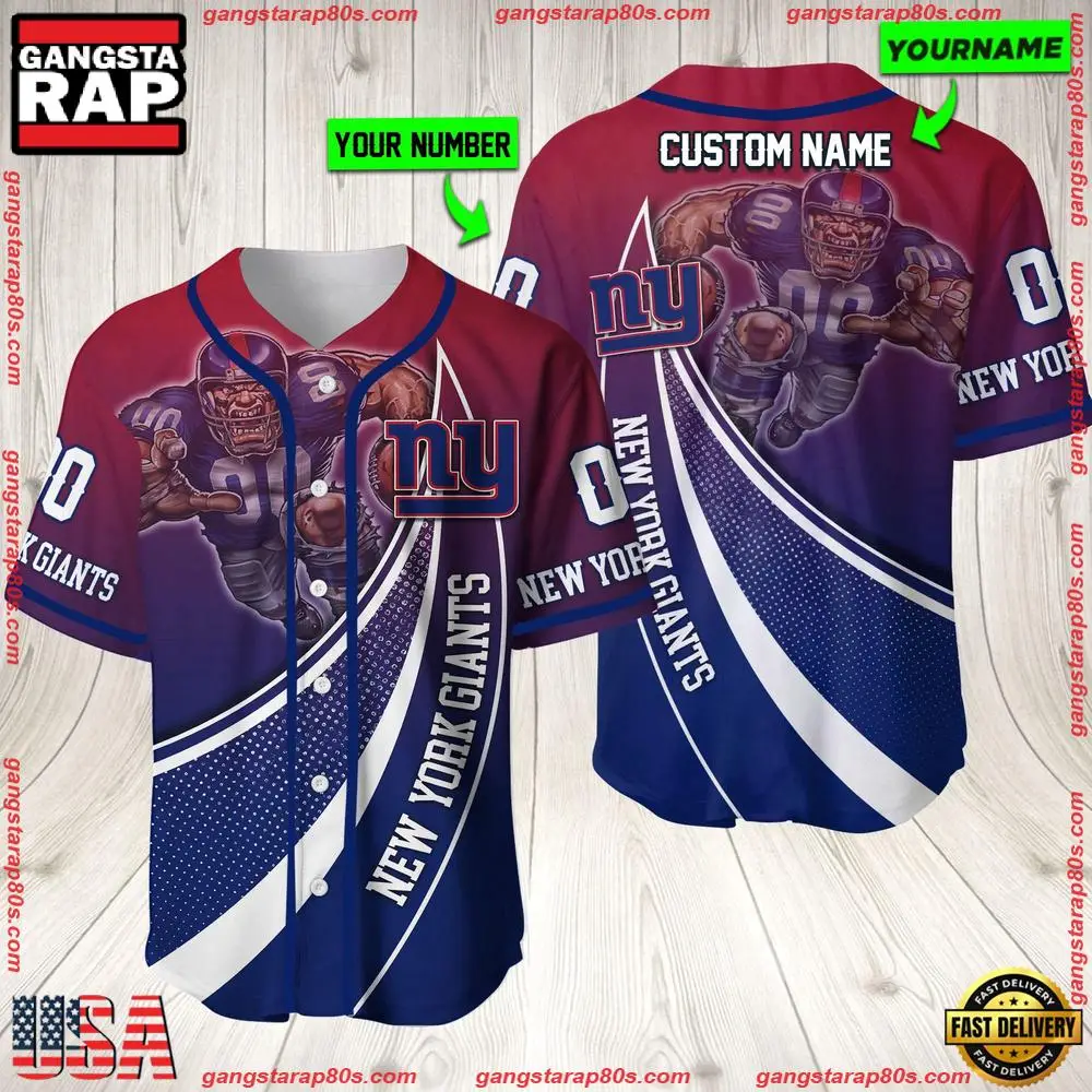 NFL Custom Name Number New York Giants Mascot Football New Design Baseball Jersey Shirt