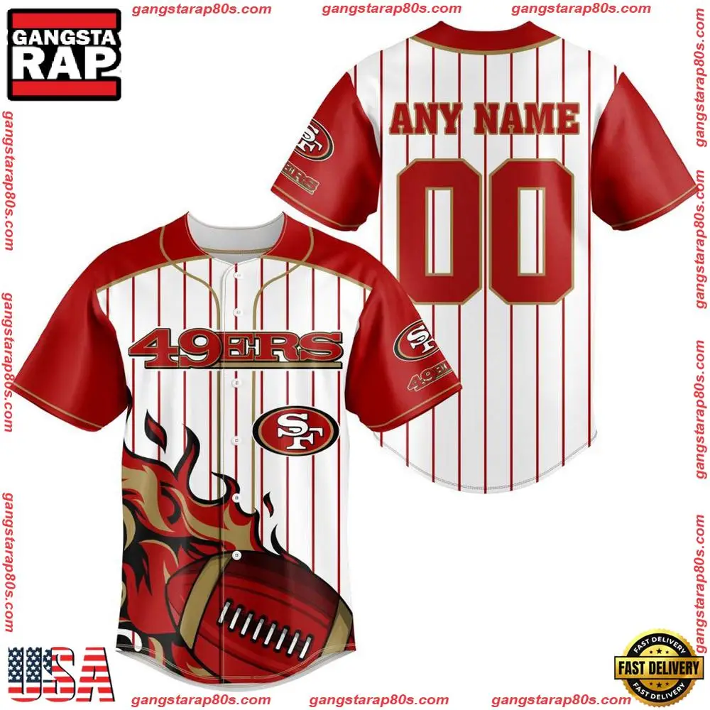 NFL Custom Name Number San Francisco 49ers Baseball Jersey Shirt NFL Custom Name Number San Francisco 49ers Baseball Jersey Shirt - Image 1
