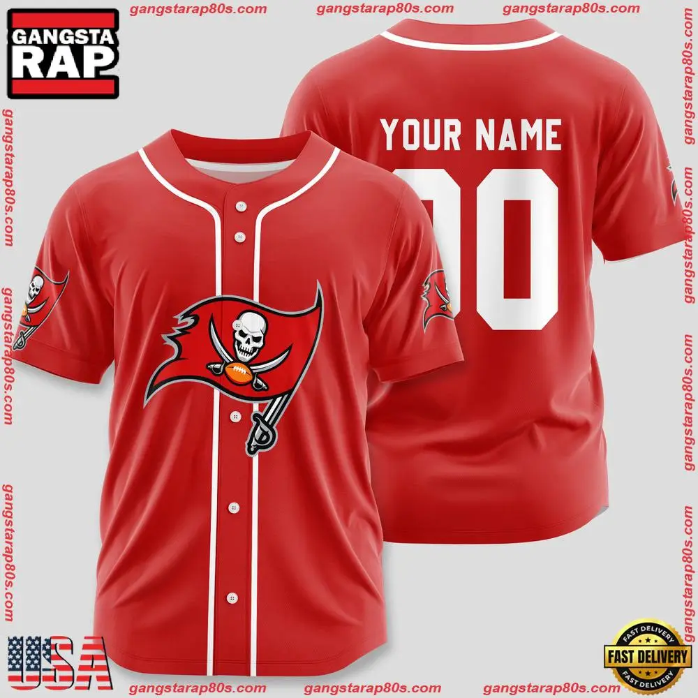 NFL Custom Name Number Tampa Bay Buccaneers Team Baseball Jersey Shirt
