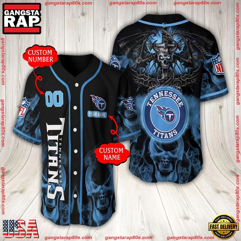 NFL Custom Name Number Tennessee Titans Baseball Jersey