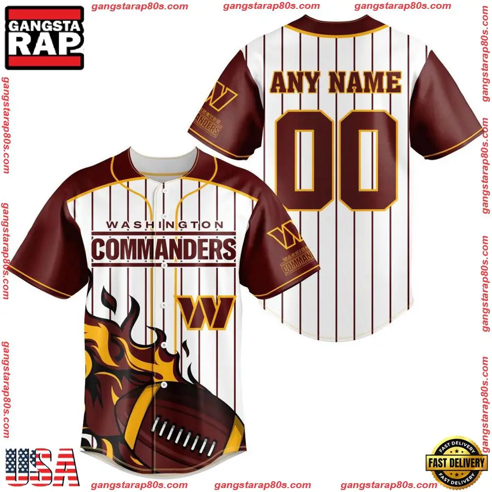 NFL Custom Name Number Washington Commanders Baseball Jersey Shirt