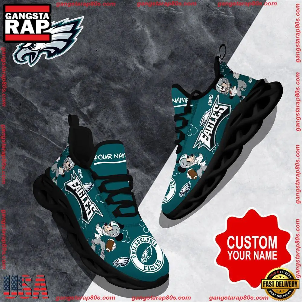 NFL Custom Name Philadelphia Eagles Christmas Max Soul Shoes Running Sneakers