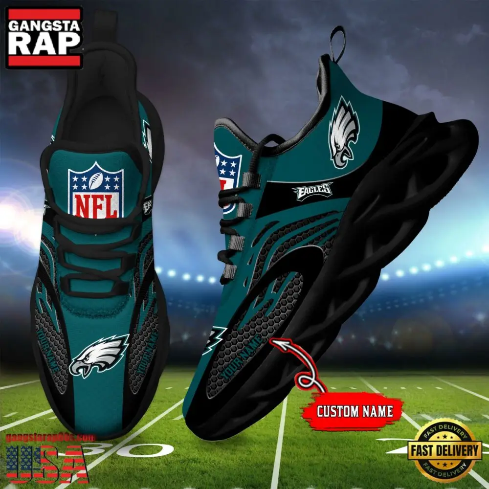 NFL Custom Name Philadelphia Eagles Limited New Design Max Soul Running Sneakers Shoes