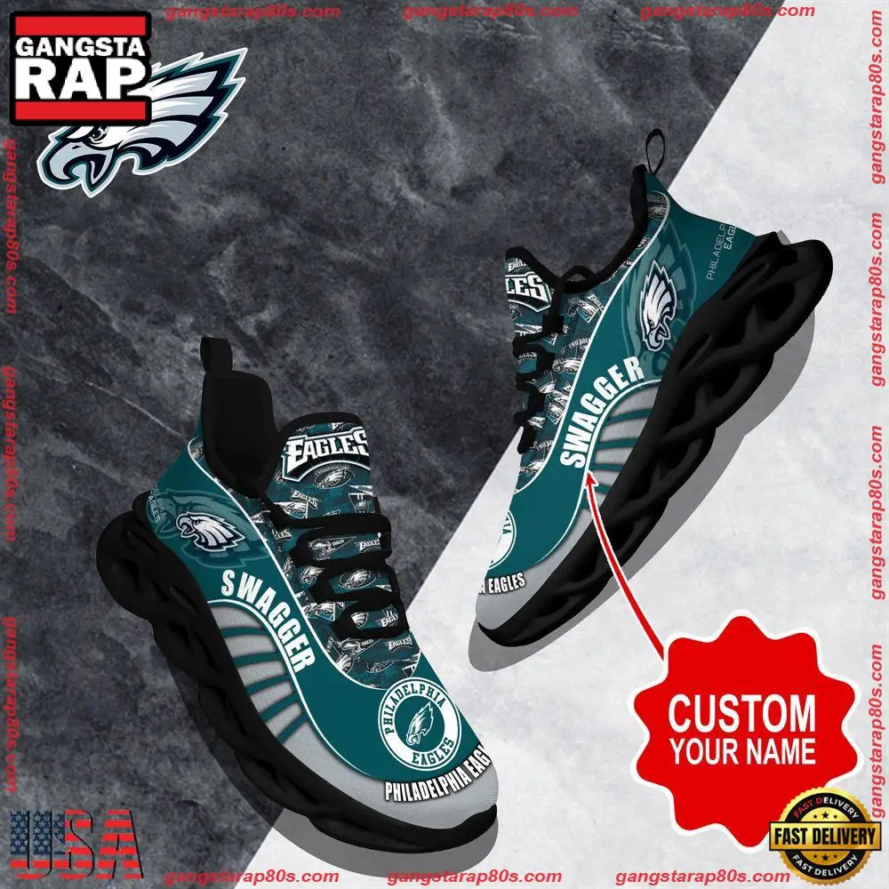 NFL Custom Name Philadelphia Eagles Sport Football Max Soul Shoes Running Sneakers
