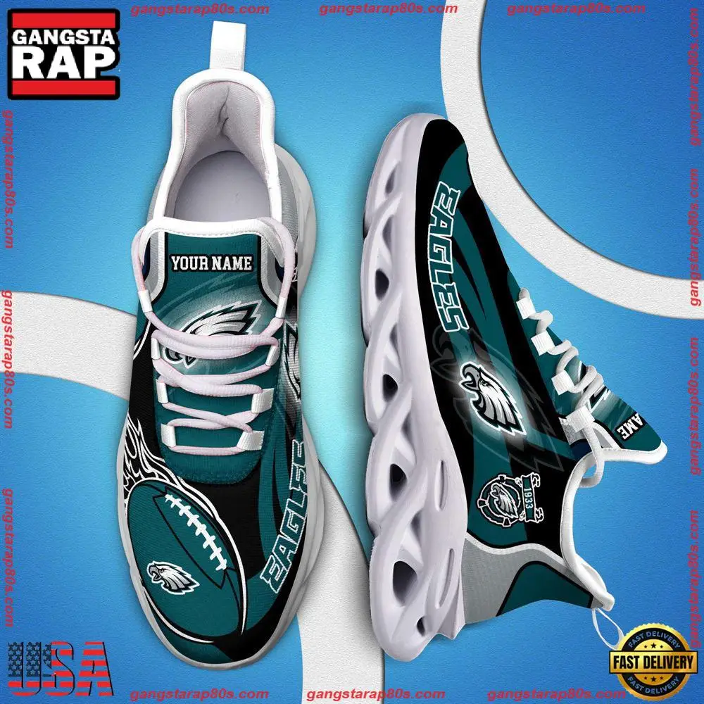 NFL Custom Name Philadelphia Eagles White C Shoes Max Soul Shoes Running Sneakers