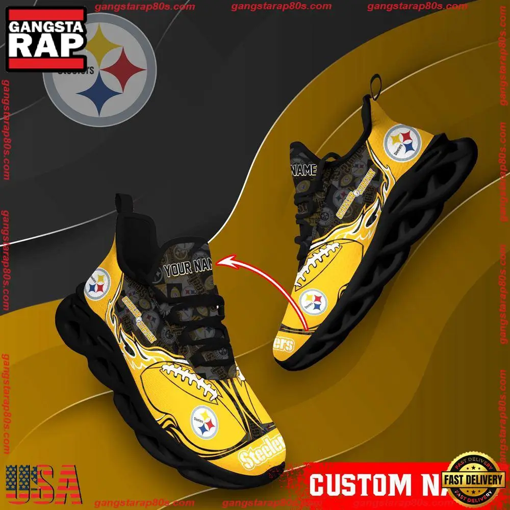 NFL Custom Name Pittsburgh Steelers Max Soul Shoes Running Sneakers