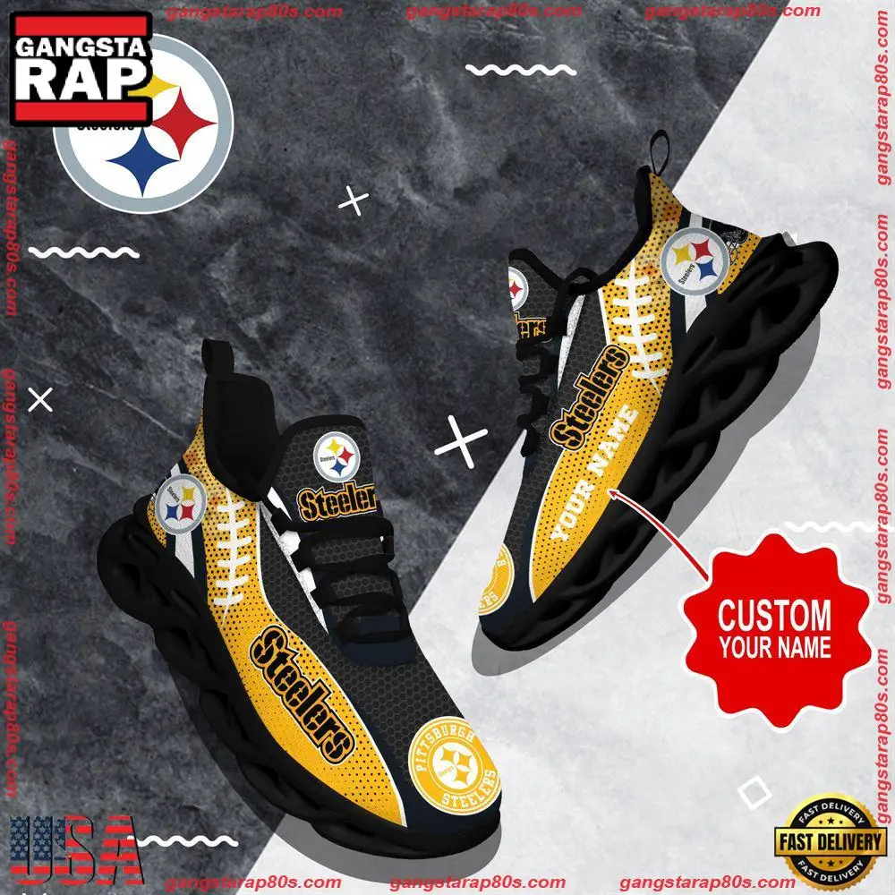 NFL Custom Name Pittsburgh Steelers Shoes Sport Loves Max Soul Shoes Running Sneakers