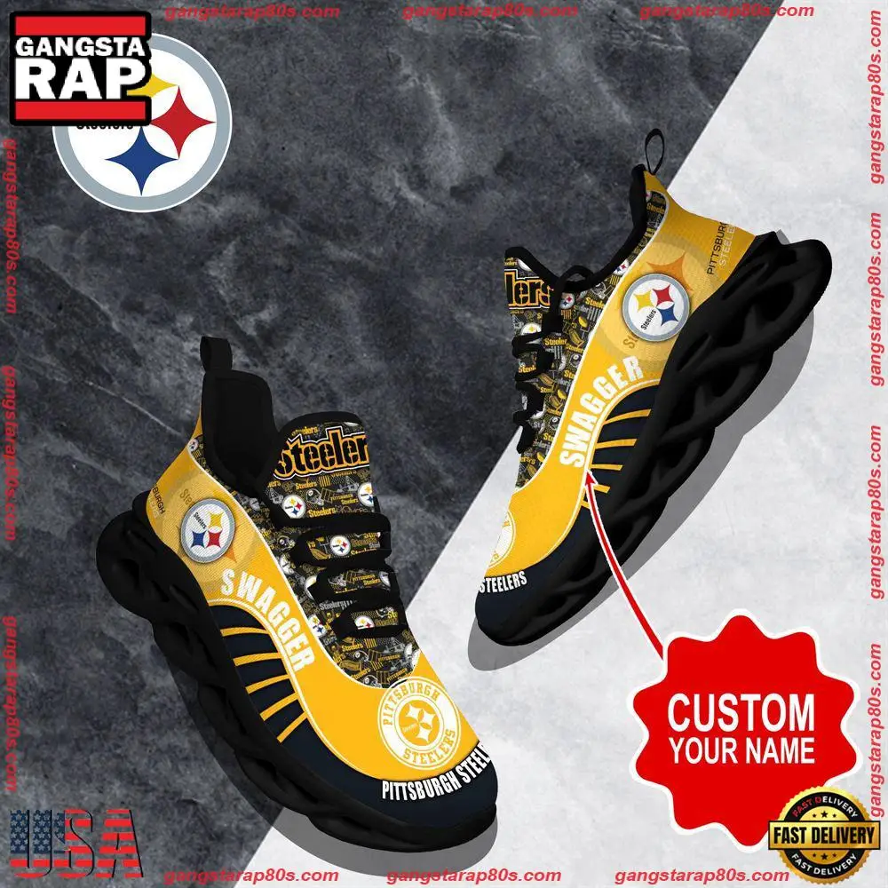 NFL Custom Name Pittsburgh Steelers Sport Football Max Soul Shoes Running Sneakers