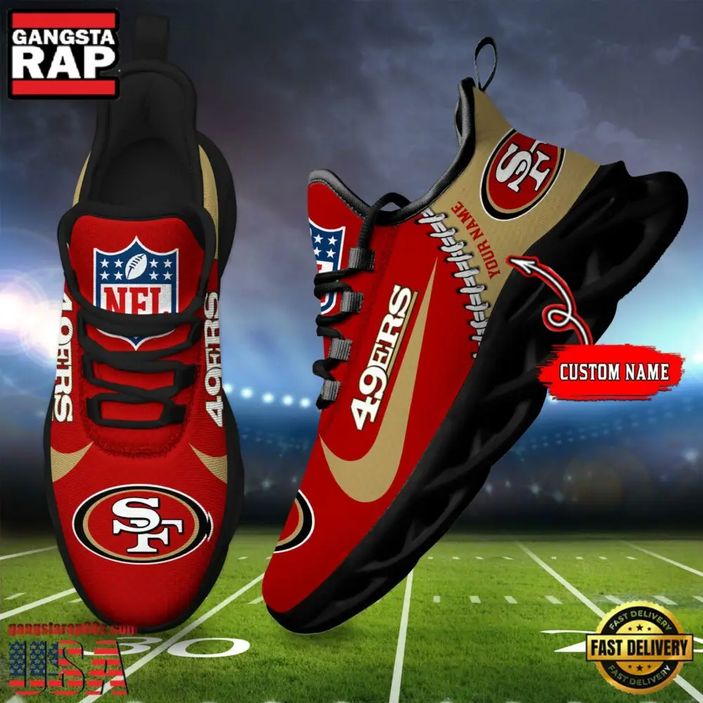NFL Custom Name San Francisco 49ers Football Team Design Max Soul Running Sneakers Shoes
