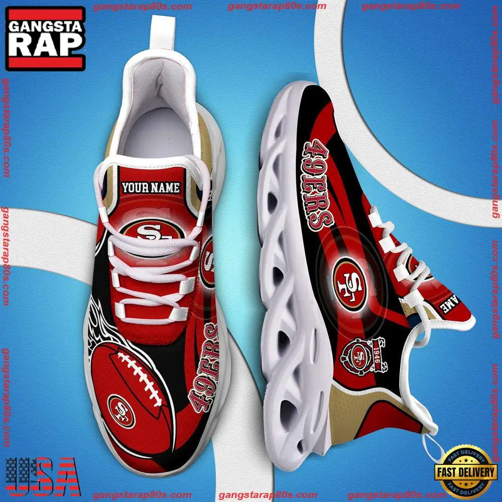 NFL Custom Name San Francisco 49ers White C Shoes Max Soul Shoes Running Sneakers