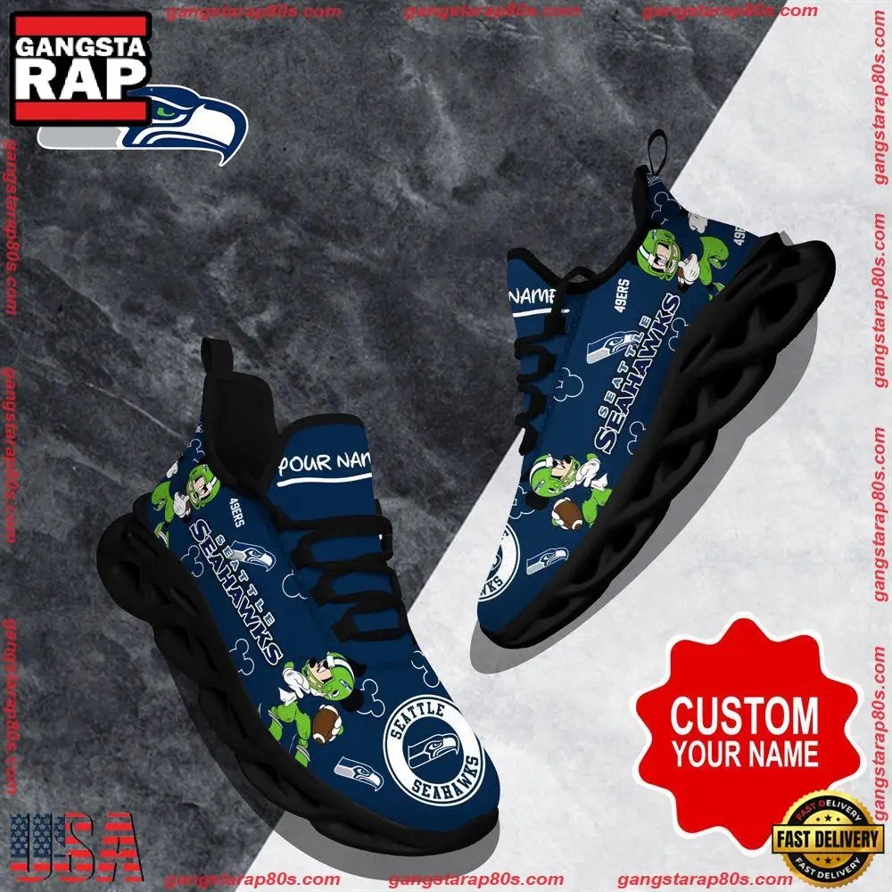 NFL Custom Name Seattle Seahawks Christmas Max Soul Shoes Running Sneakers