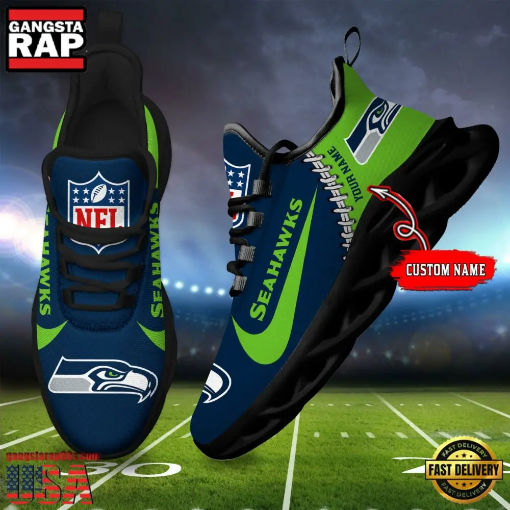NFL Custom Name Seattle Seahawks Football Team Design Max Soul Running Sneakers Shoes
