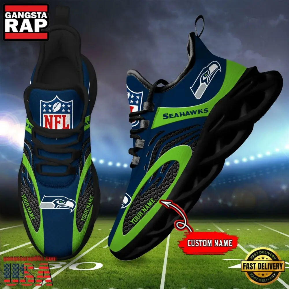 NFL Custom Name Seattle Seahawks Limited New Design Max Soul Running Sneakers Shoes