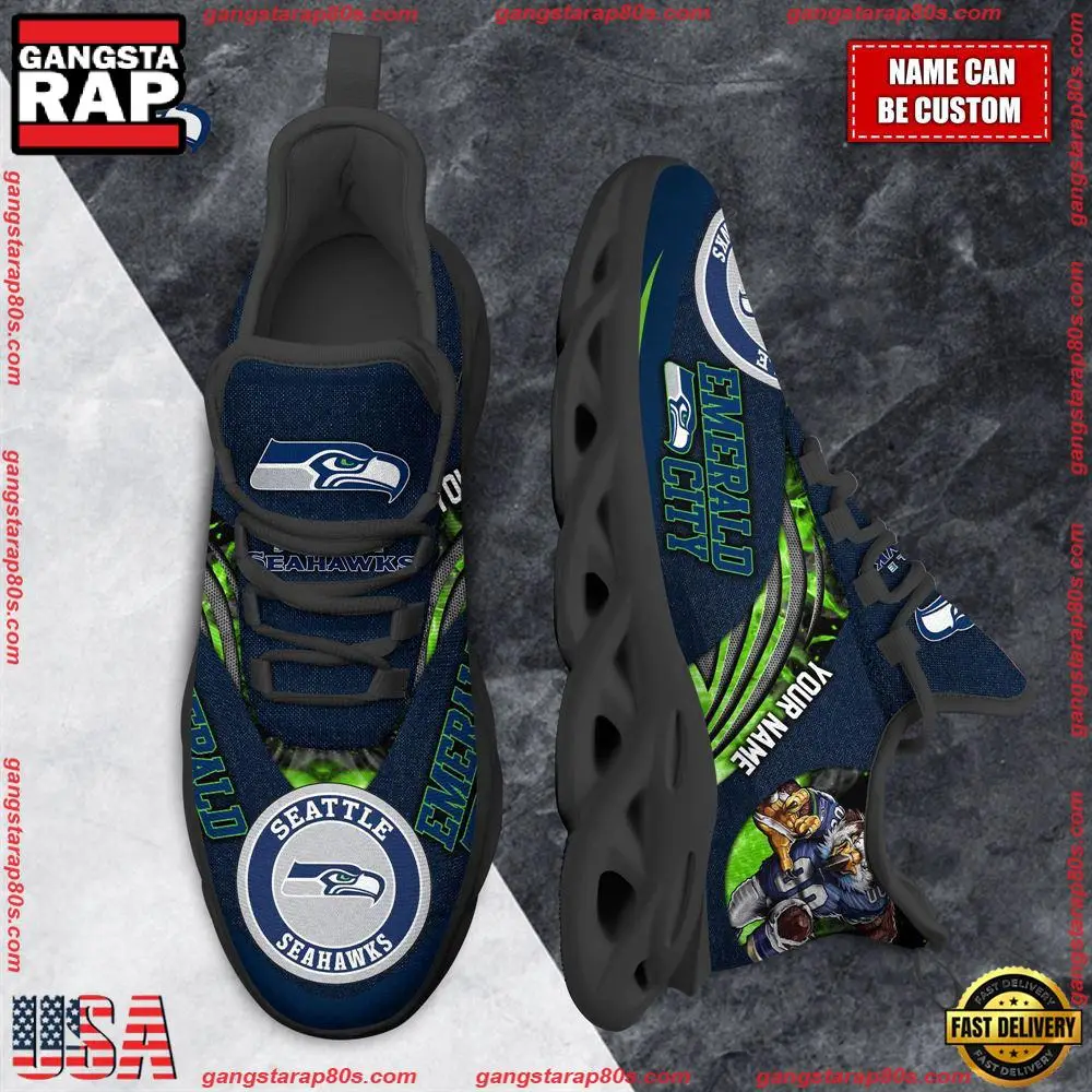 NFL Custom Name Seattle Seahawks Max Soul Shoes Running Sneakers