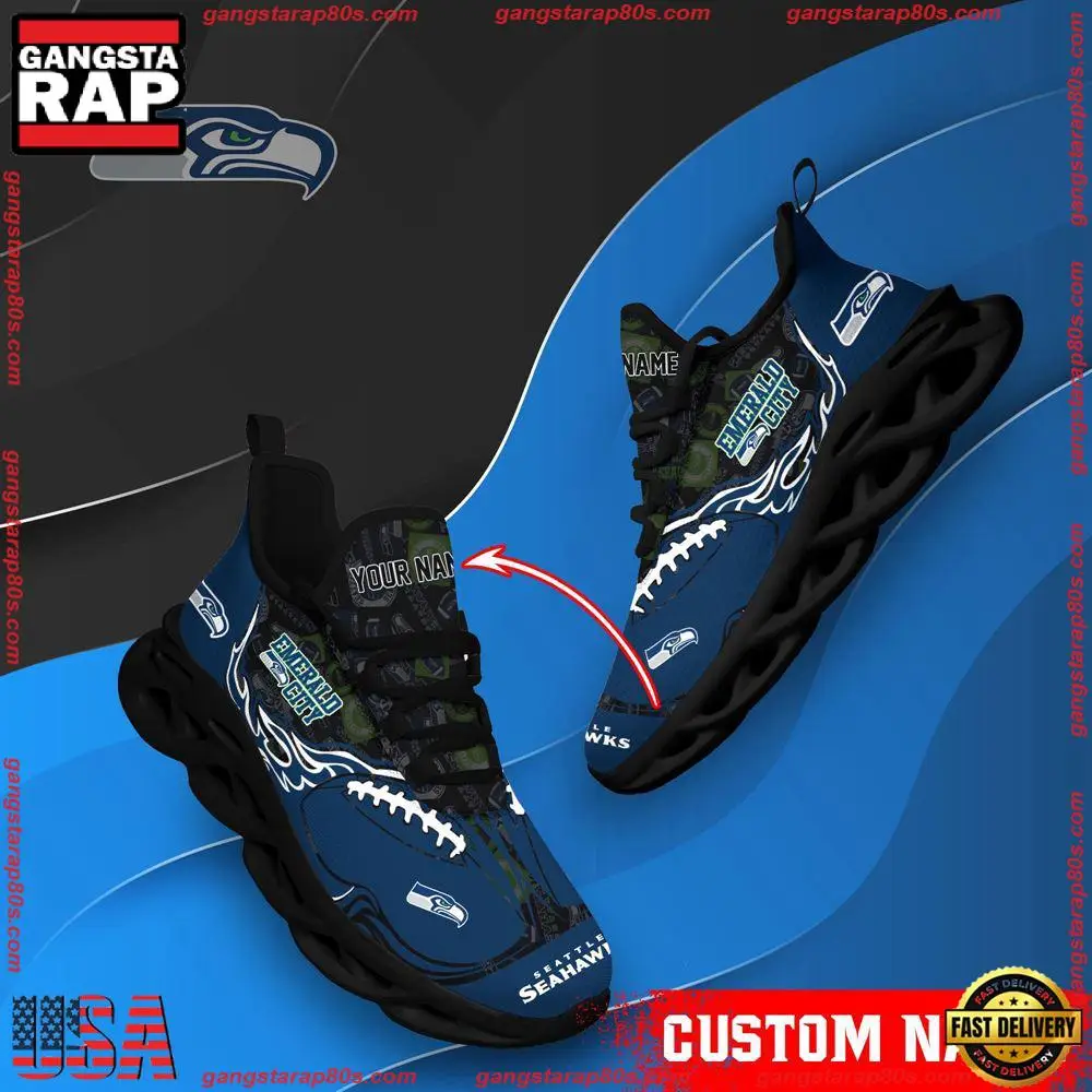 NFL Custom Name Seattle Seahawks Max Soul Shoes Running Sneakers