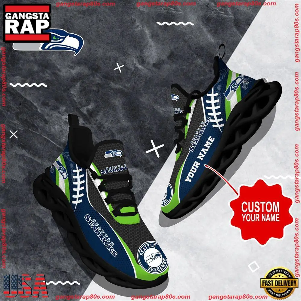 NFL Custom Name Seattle Seahawks Shoes Sport Loves Max Soul Shoes Running Sneakers