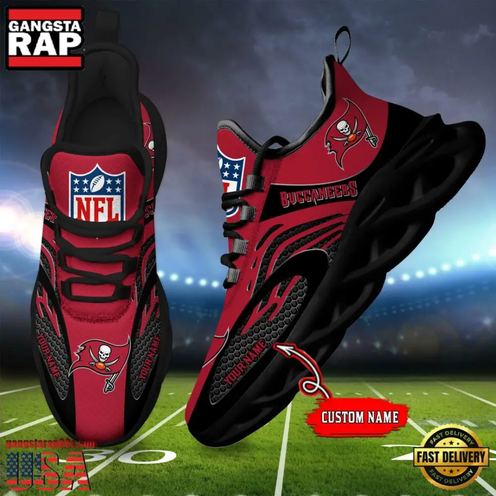 NFL Custom Name Tampa Bay Buccaneers Limited New Design Max Soul Running Sneakers Shoes