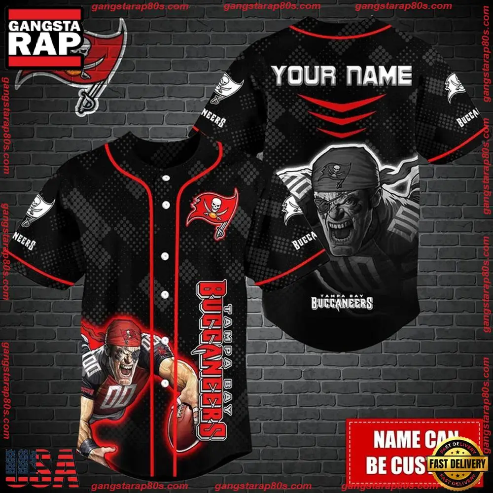 NFL Custom Name Tampa Bay Buccaneers Mascot Baseball Jersey