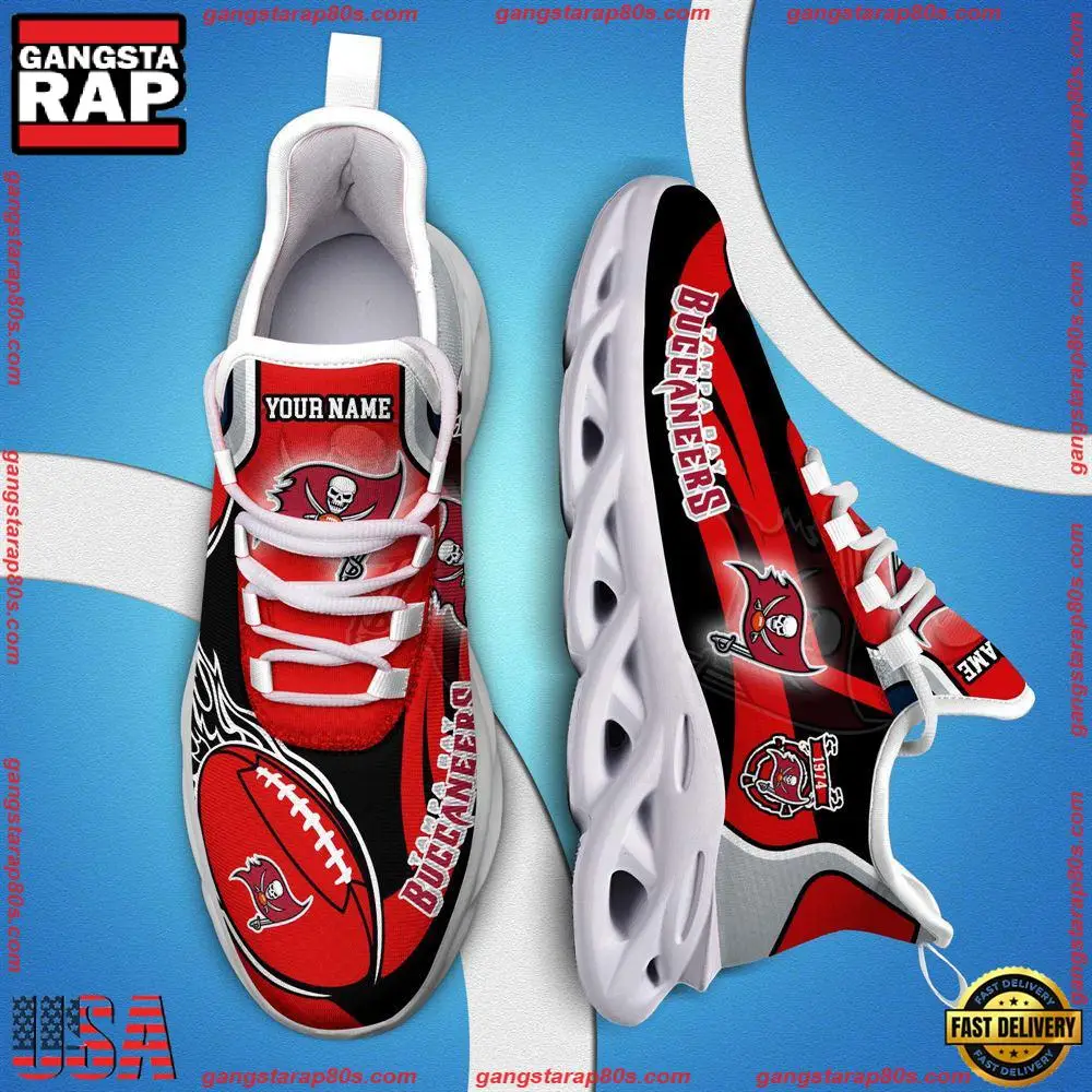 NFL Custom Name Tampa Bay Buccaneers White C Shoes Max Soul Shoes Running Sneakers