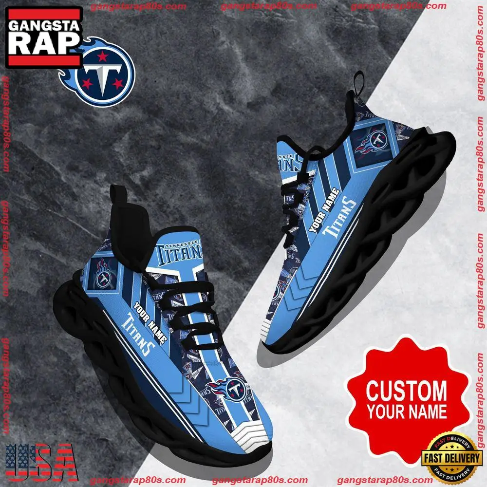 NFL Custom Name Tennessee Titans Logo Max Soul Shoes Running Sneakers