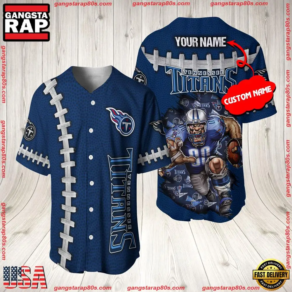 NFL Custom Name Tennessee Titans Mascot Baseball Jersey Shirt