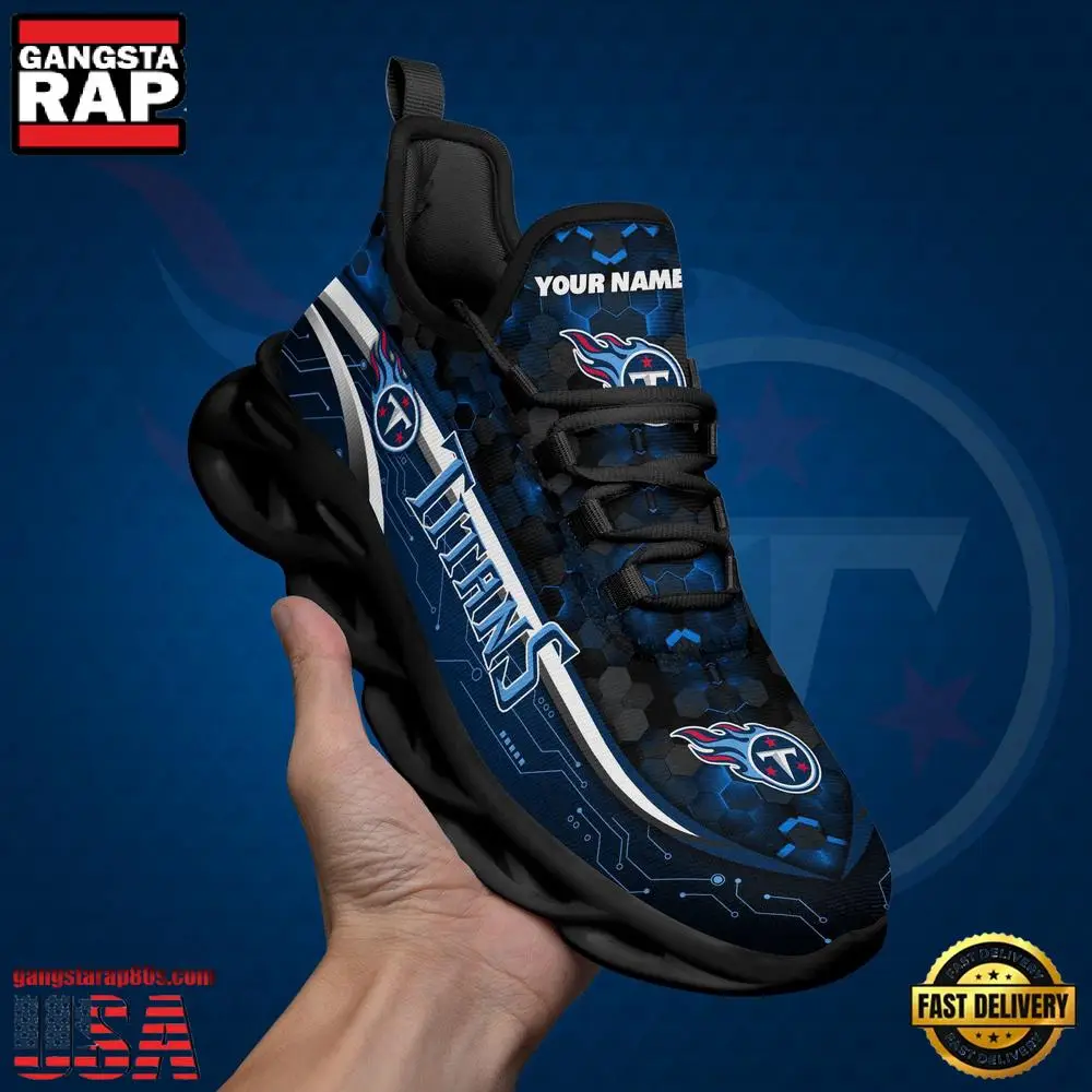 NFL Custom Name Tennessee Titans Team Logo New Design Max Soul Shoes Running Sneakers NFL Custom Name Tennessee Titans Team Logo New Design Max Soul Shoes Running Sneakers - Image 1