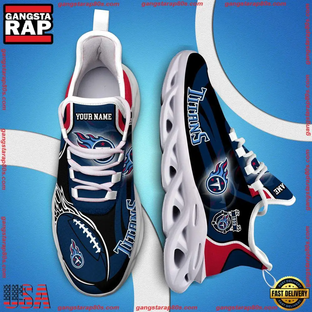 NFL Custom Name Tennessee Titans White C Shoes Max Soul Shoes Running Sneakers