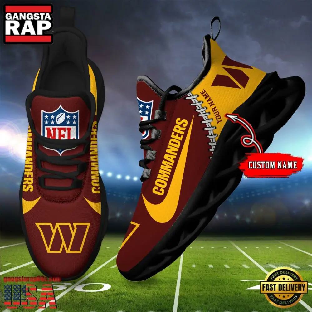 NFL Custom Name Washington Commanders Football Team Design Max Soul Running Sneakers Shoes