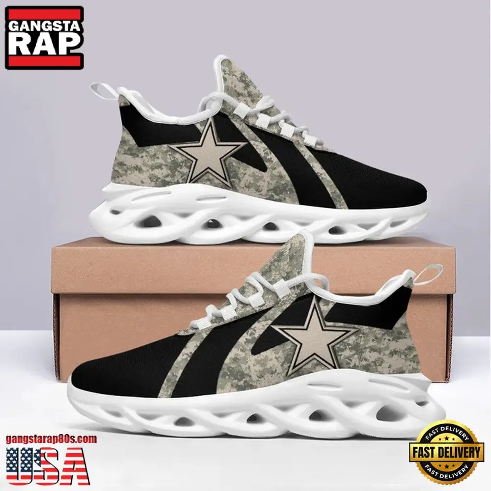 NFL Dallas Cowboys Camo Pattern Max Soul Shoes Running Sneakers New Designer