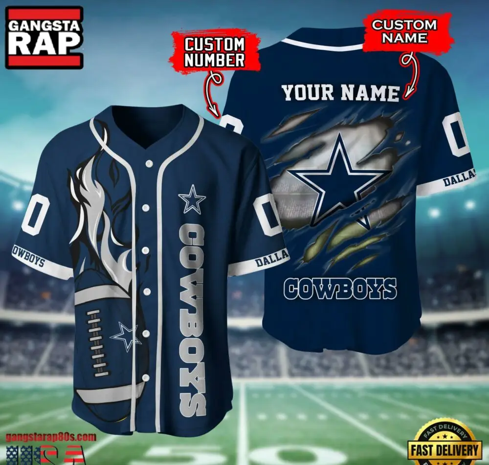 NFL Dallas Cowboys Team Logo Litmited Edition Baseball Jersey Shirt