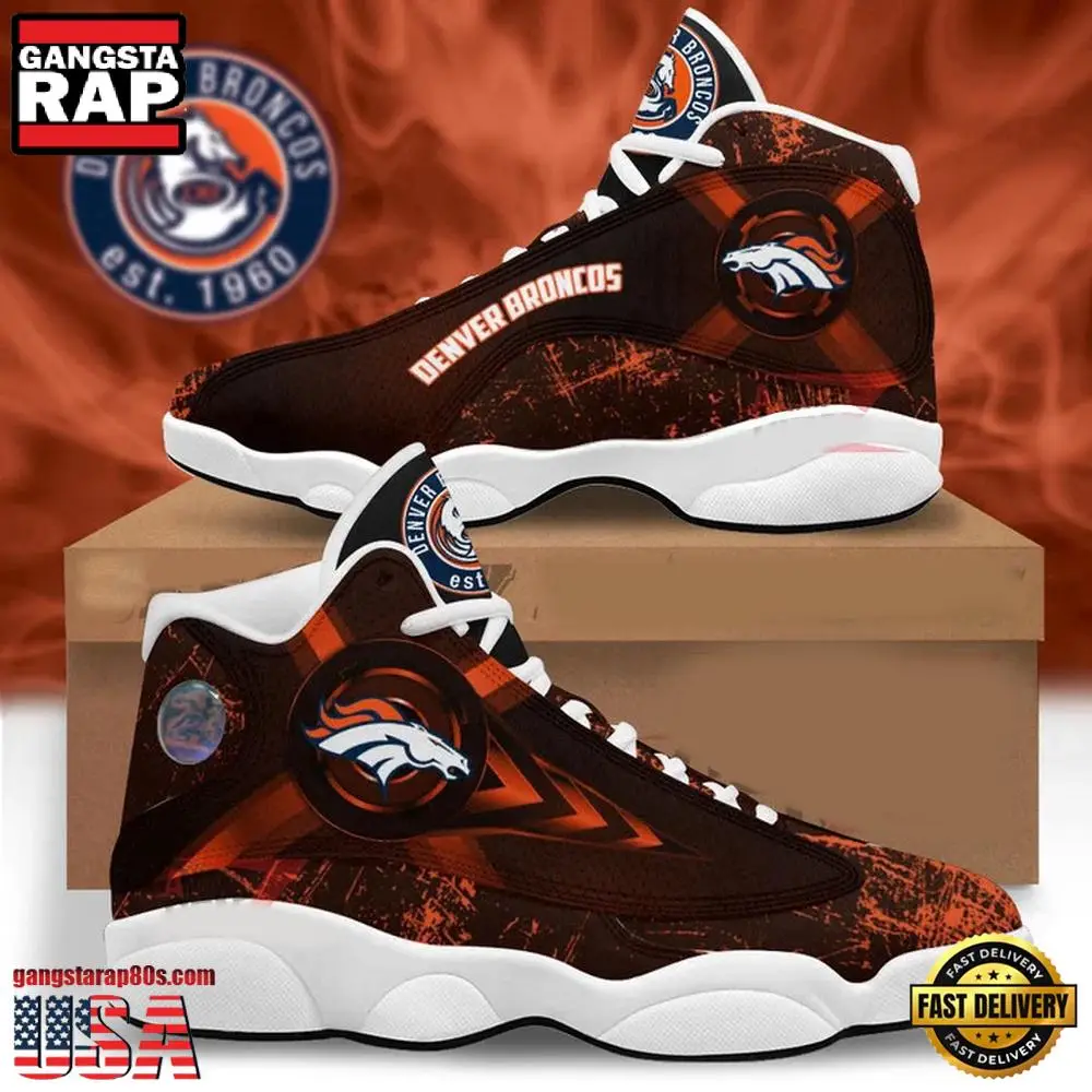 NFL Denver Broncos New Design Air Jordan 13 Running Sneakers Shoes For Fans